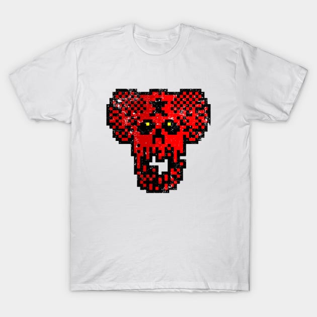 Jet Set Willy Hades Guardian Red Distressed - ZX Spectrum Legend T-Shirt by Out of Memory